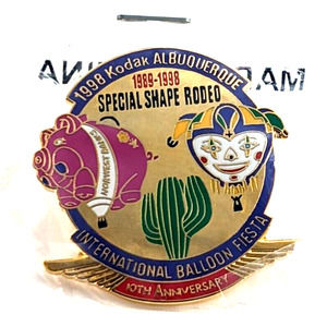 1998 Special Shapes Rodeo KAIBF Hot Air Balloon Pin Cactus Pig Mardi Gras Jester
